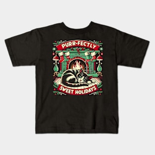 Christmas cat nap Kids T-Shirt